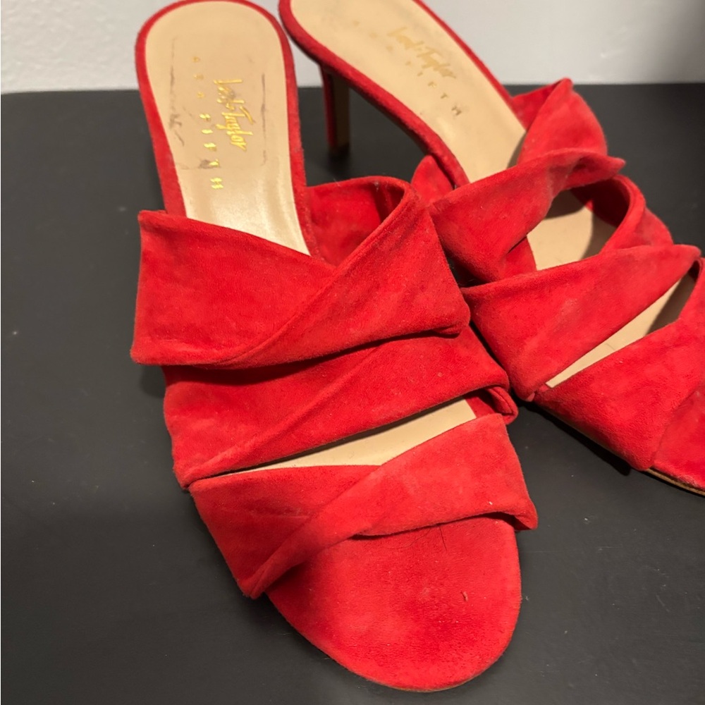 Lord & Taylor Red Suede Heels - Picture 2 of 5